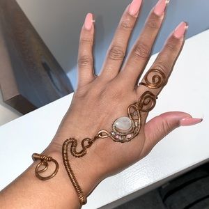 Custom unique bronze connected bracelet/ring